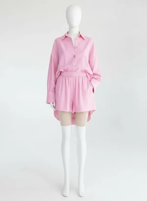 Pyjama satin coton femme ensemble court élégant - Vue 1 - Pyjama satin