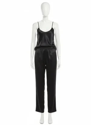 Pyjama satin dentelle femme ensemble pantalon élégant - Vue 1 - Pyjama satin