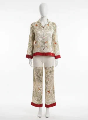 Pyjama satin floral ensemble nuit fluide élégant - Vue 1 - Pyjama satin