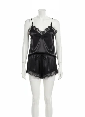 Pyjama satin polyester court femme chic - Vue 1 - Pyjama satin