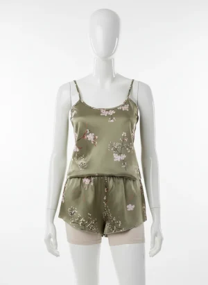 Pyjama satin polyester ensemble caraco short femme gracieux - Vue 1 - Pyjama satin