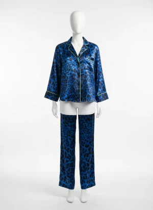 Pyjama satin polyester ensemble long femme distingué - Vue 1 - Pyjama satin
