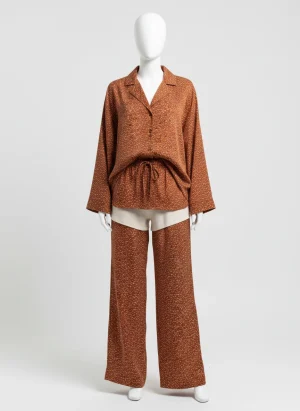 Pyjama satin polyester femme ample imprimé ornemental - Vue 1 - Pyjama satin