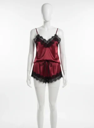 Pyjama satin polyester femme dentelle nuit romantique - Vue 1 - Pyjama satin