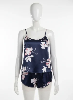 Pyjama satin polyester femme ensemble caraco printanier - Vue 1 - Pyjama satin