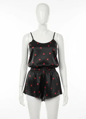 Pyjama satin polyester femme ensemble caraco short élégant - Vue 1 - Pyjama satin