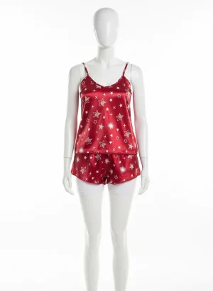 Pyjama satin polyester femme ensemble deux pièces imprimé - Vue 1 - Pyjama satin