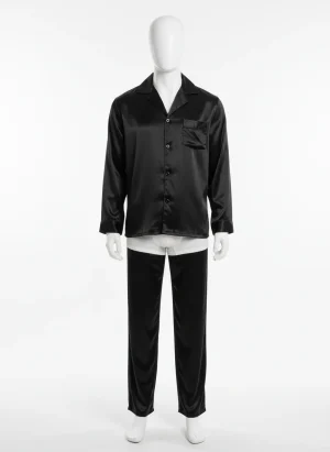 Pyjama satin polyester grande taille quotidien élégant homme - Vue 1 - Pyjama satin