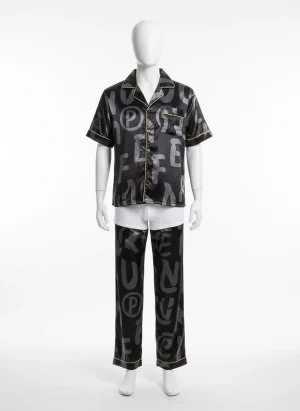 Pyjama satin polyester graphique urbain homme - Vue 1 - Pyjama satin