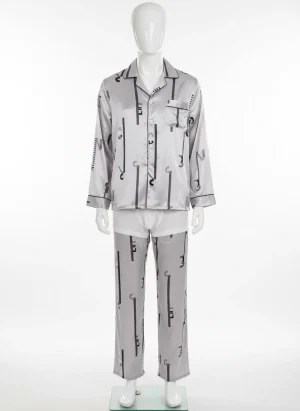Pyjama satin polyester homme ensemble détente moderne - Vue 1 - Pyjama satin