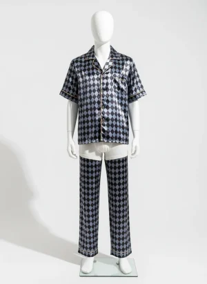 Pyjama satin polyester homme ensemble fluide homewear - Vue 1 - Pyjama satin