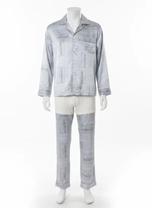 Pyjama satin polyester homme ensemble long homewear original - Vue 1 - Pyjama satin