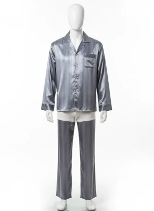 Pyjama satin polyester homme ensemble nuit distingué - Vue 1 - Pyjama satin