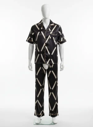 Pyjama satin polyester homme ensemble nuit luxe - Vue 1 - Pyjama satin
