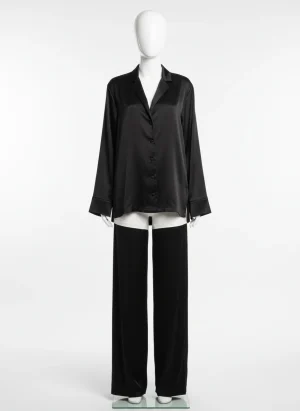 Pyjama satin polyester oversize femme élégant - Vue 1 - Pyjama satin